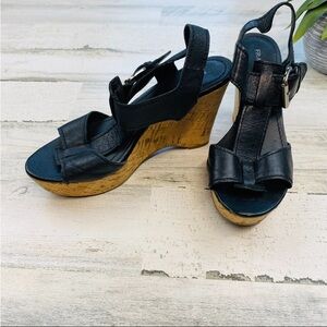 Black Franco sarto wedges